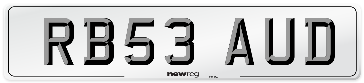 RB53 AUD Number Plate from New Reg